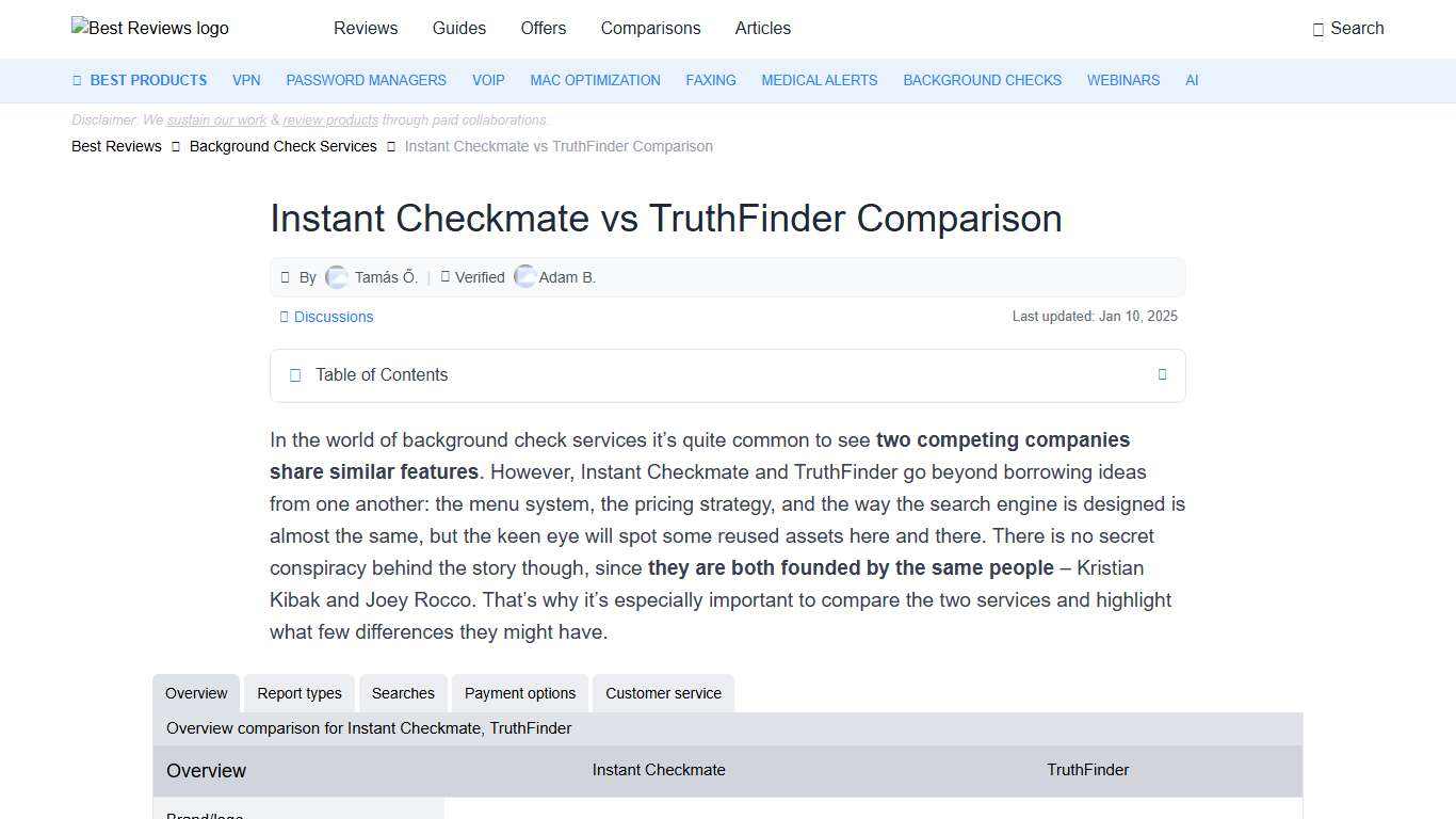 Instant Checkmate vs TruthFinder Comparison 2026 - Best Reviews